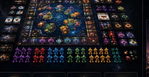 The game board with all six commander fleets deployed